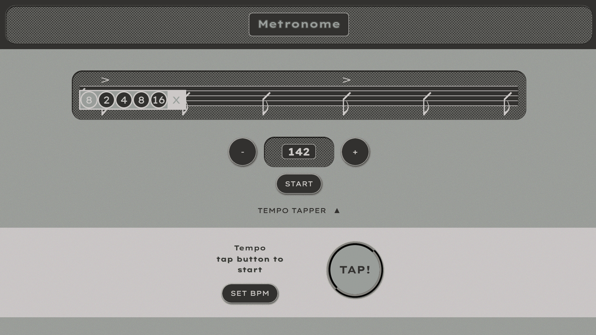 Metronome site with staff and notes.